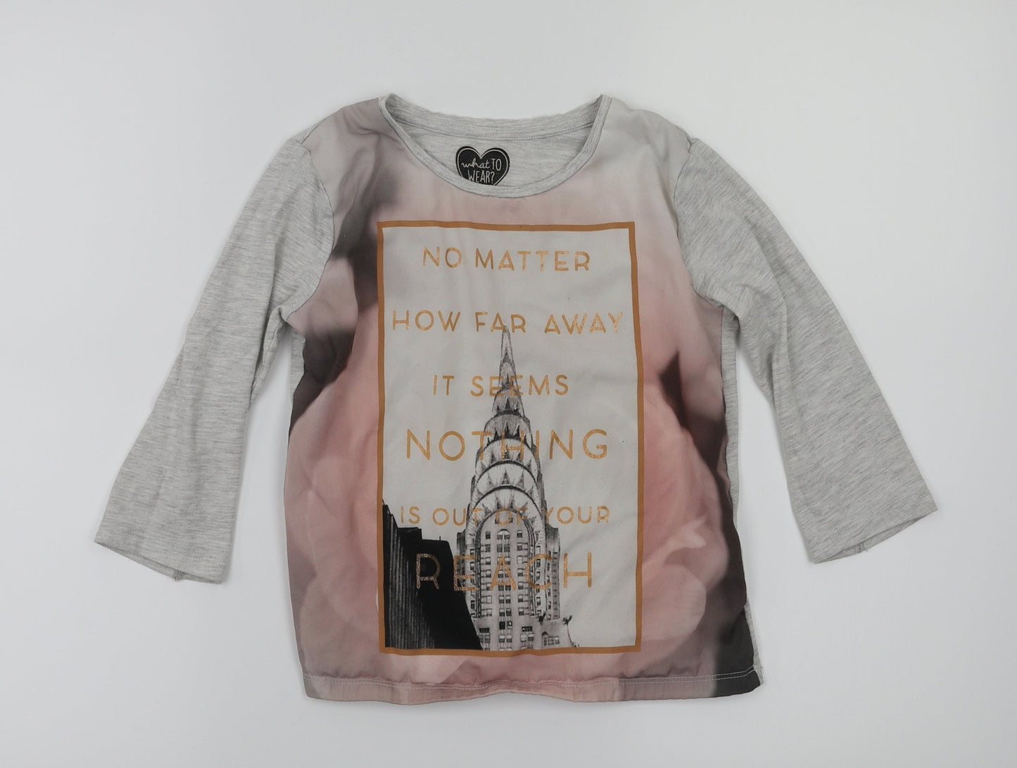 F&F Girls Grey Animal Print  Basic T-Shirt Size 7-8 Years