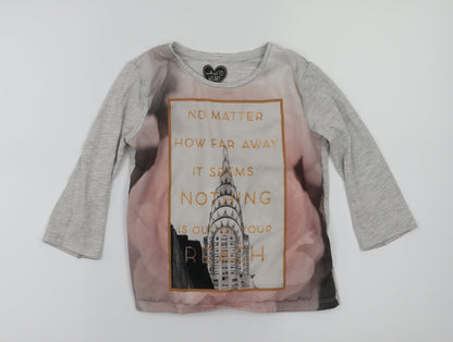 F&F Girls Grey Animal Print  Basic T-Shirt Size 7-8 Years