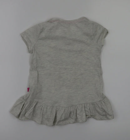 gythia rowley  Girls Grey Animal Print  Basic T-Shirt Size 5-6 Years