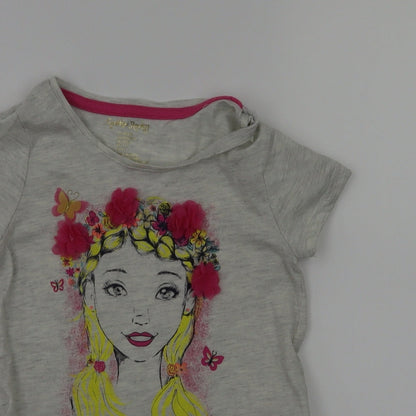 gythia rowley  Girls Grey Animal Print  Basic T-Shirt Size 5-6 Years