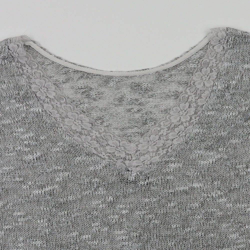 Womens UK Size XS VILA Grey Basic T-Shirt