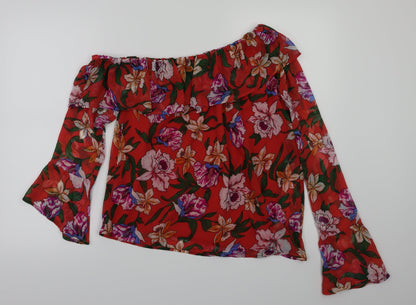 Womens UK Size 10 preworn Red Basic Blouse