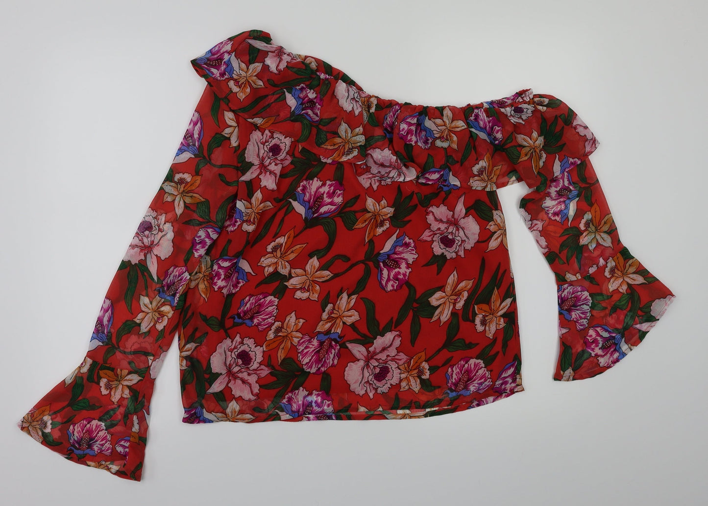 Womens UK Size 10 preworn Red Basic Blouse