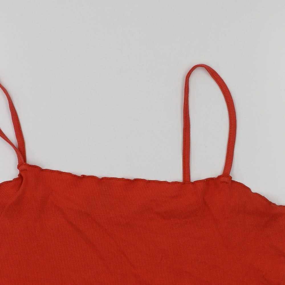 Womens UK Size 16 Topshop Red Basic T-Shirt