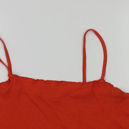 Womens UK Size 16 Topshop Red Basic T-Shirt