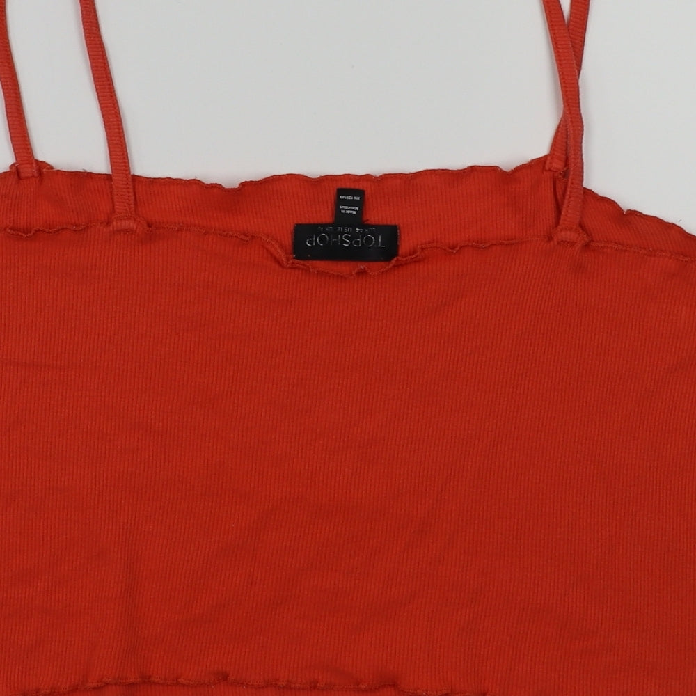 Womens UK Size 16 Topshop Red Basic T-Shirt