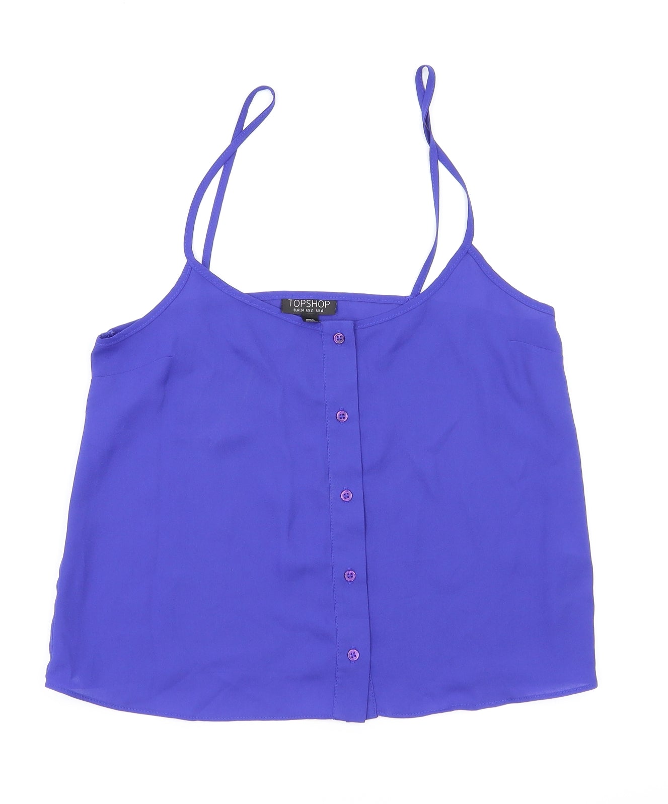 Womens UK Size 6 Topshop Blue Basic T-Shirt