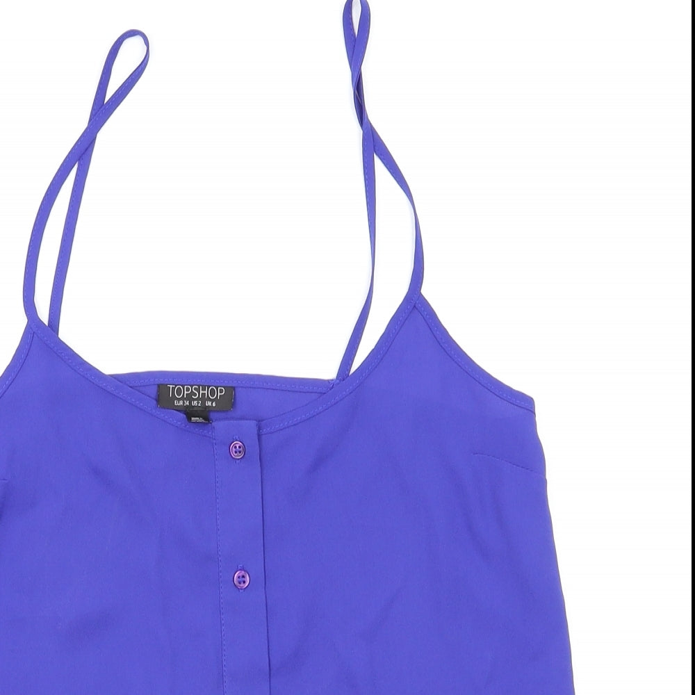 Womens UK Size 6 Topshop Blue Basic T-Shirt