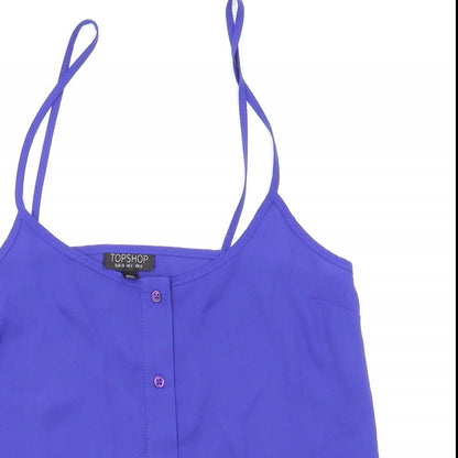 Womens UK Size 6 Topshop Blue Basic T-Shirt