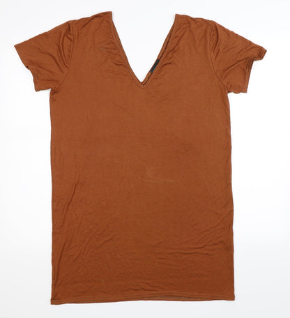 PRETTYLITTLETHING Womens Brown   Basic T-Shirt Size 10  - Oversized