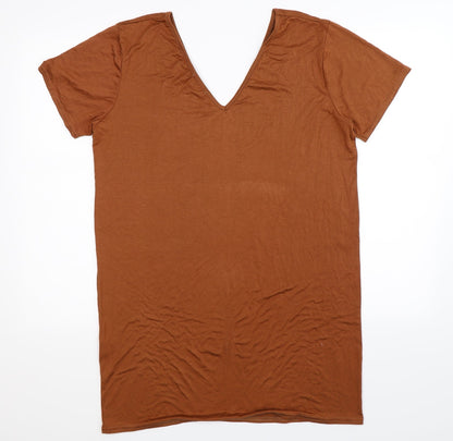 PRETTYLITTLETHING Womens Brown   Basic T-Shirt Size 10  - Oversized