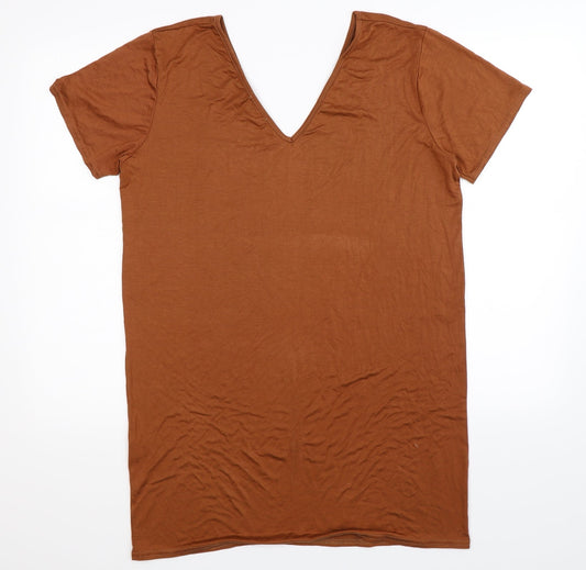 PRETTYLITTLETHING Womens Brown   Basic T-Shirt Size 10  - Oversized