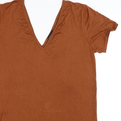 PRETTYLITTLETHING Womens Brown   Basic T-Shirt Size 10  - Oversized