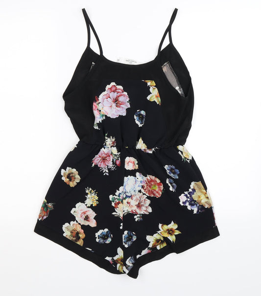 Oh My Love Womens Black Floral  Jumpsuit One-Piece Size XS L3 in