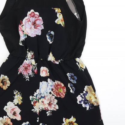 Oh My Love Womens Black Floral  Jumpsuit One-Piece Size XS L3 in