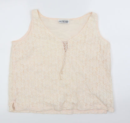 Together Womens Pink Floral Lace Basic Blouse Size 18