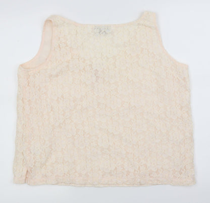 Together Womens Pink Floral Lace Basic Blouse Size 18