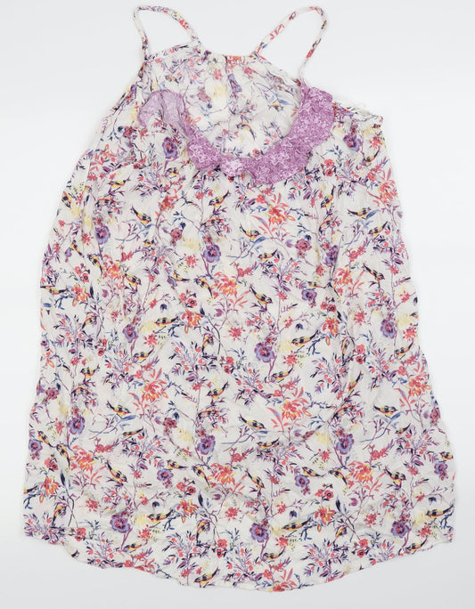 M&S  Womens White Floral  Slip Dress  Size 10