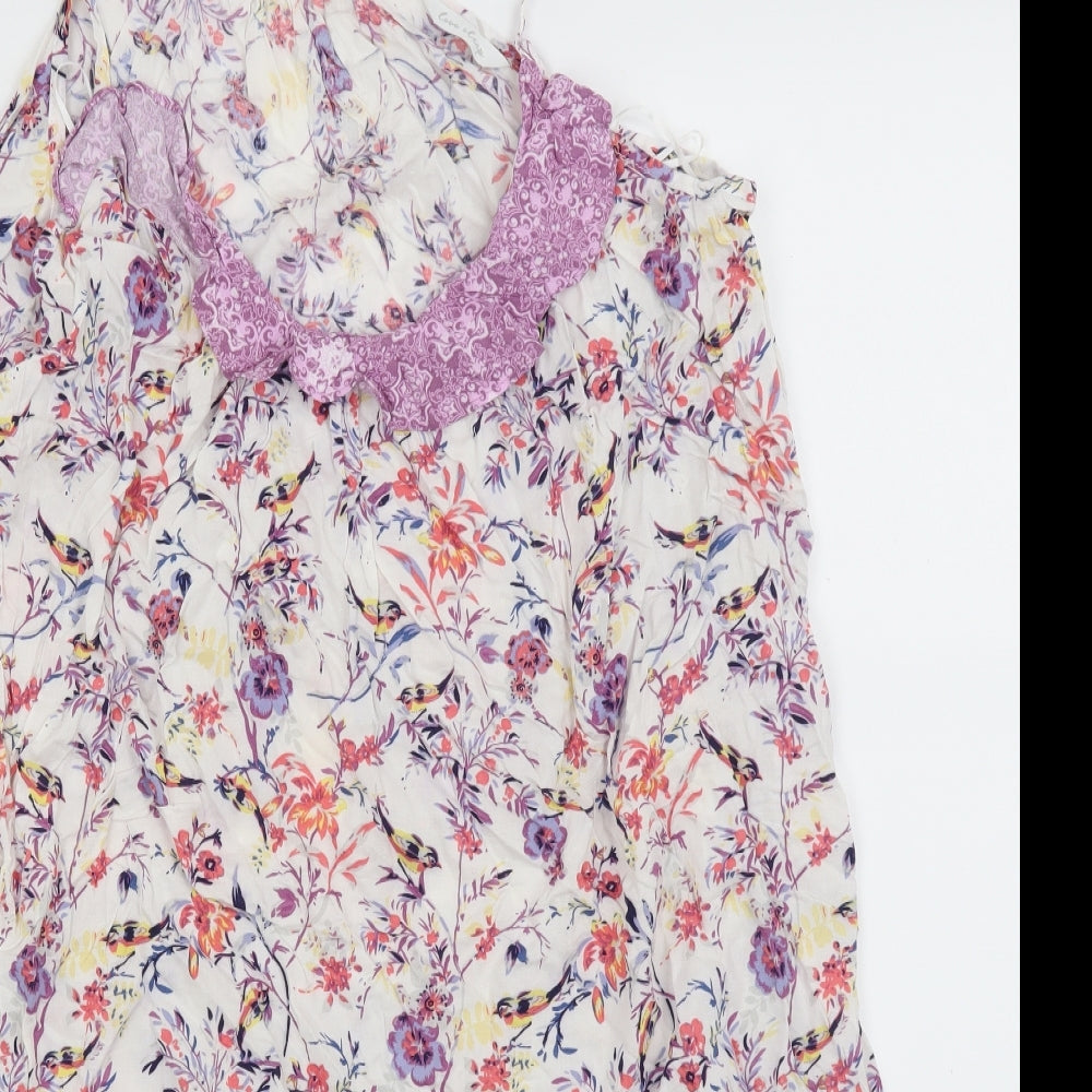 M&S  Womens White Floral  Slip Dress  Size 10