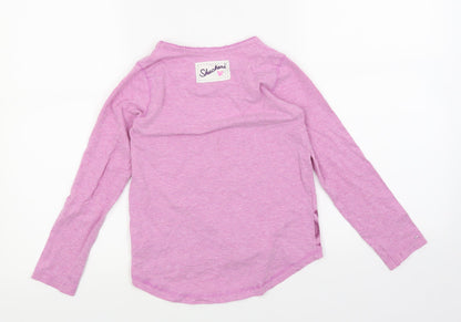 Skechers Girls Purple Floral  Basic Blouse Size 6-7 Years