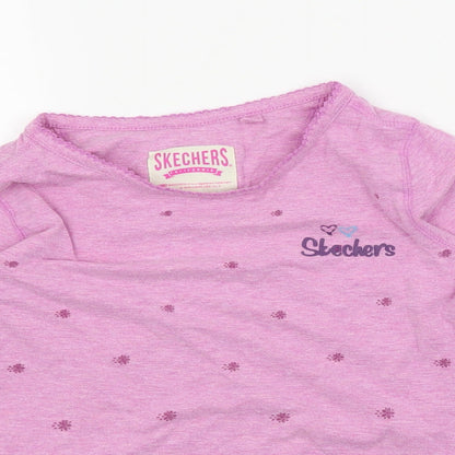 Skechers Girls Purple Floral  Basic Blouse Size 6-7 Years