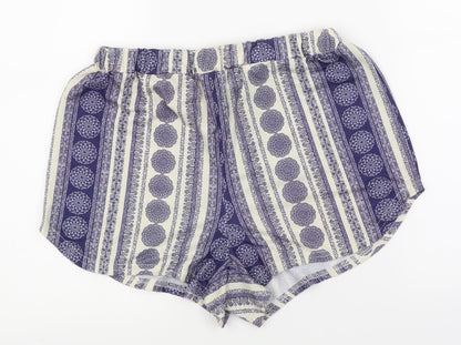 Missguided Womens Blue Striped  Hot Pants Shorts Size 8