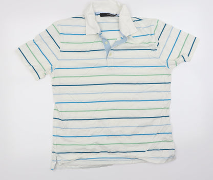 Ungaro Mens White Striped   Polo Size M