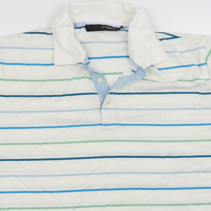 Ungaro Mens White Striped   Polo Size M