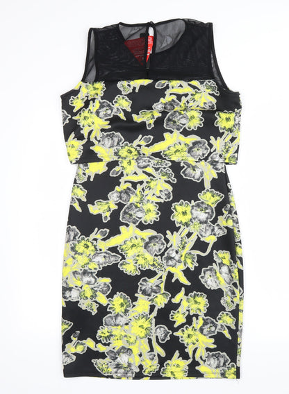 Sparrow Womens Yellow Floral  Tank Dress  Size 12