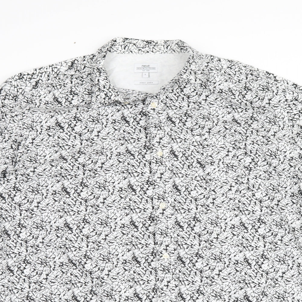 NEXT Mens Black Geometric   Button-Up Size L