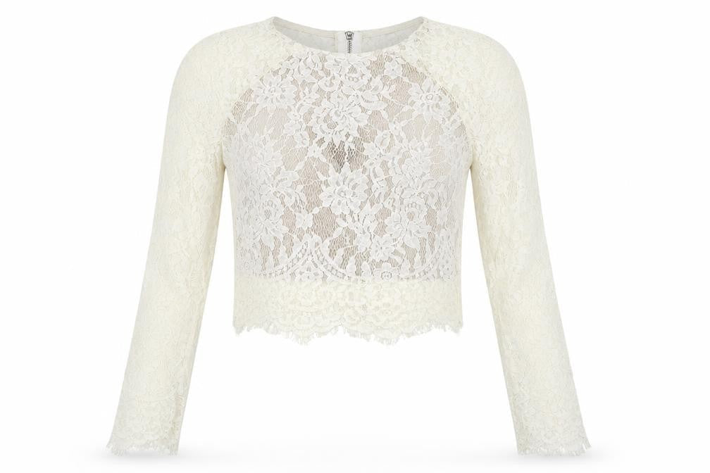 Womens UK Size 8 PRETTYLITTLETHING Ivory Cropped Blouse