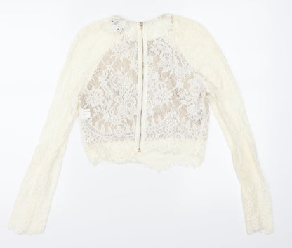 PRETTYLITTLETHING Womens Ivory   Cropped Blouse Size 8