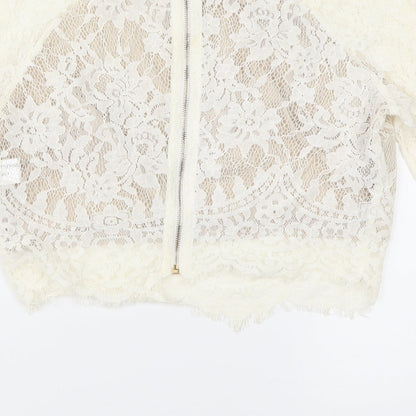 PRETTYLITTLETHING Womens Ivory   Cropped Blouse Size 8