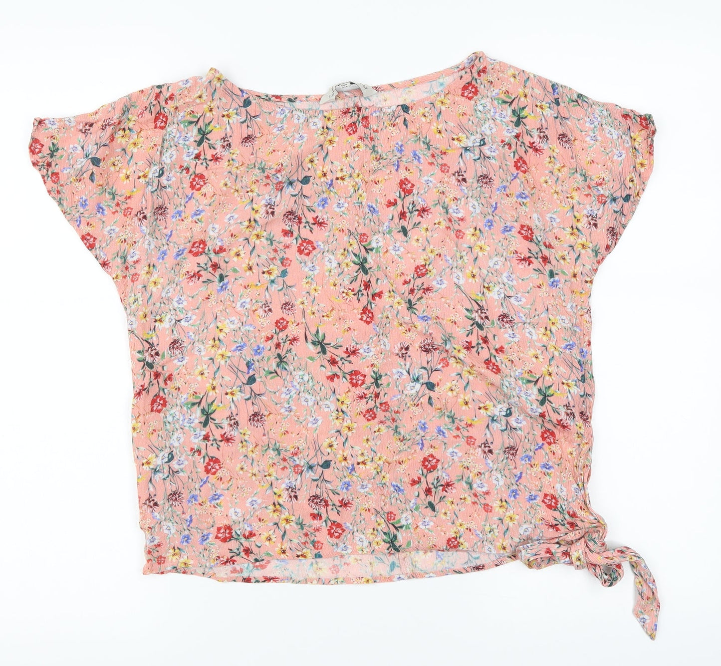 F&F Womens Pink Floral  Cropped Blouse Size 8