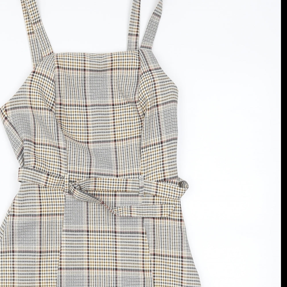 Primark Womens Brown Gingham  Fit & Flare  Size 4