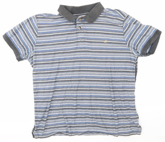 Mantaray Mens Blue Striped   Polo Size L