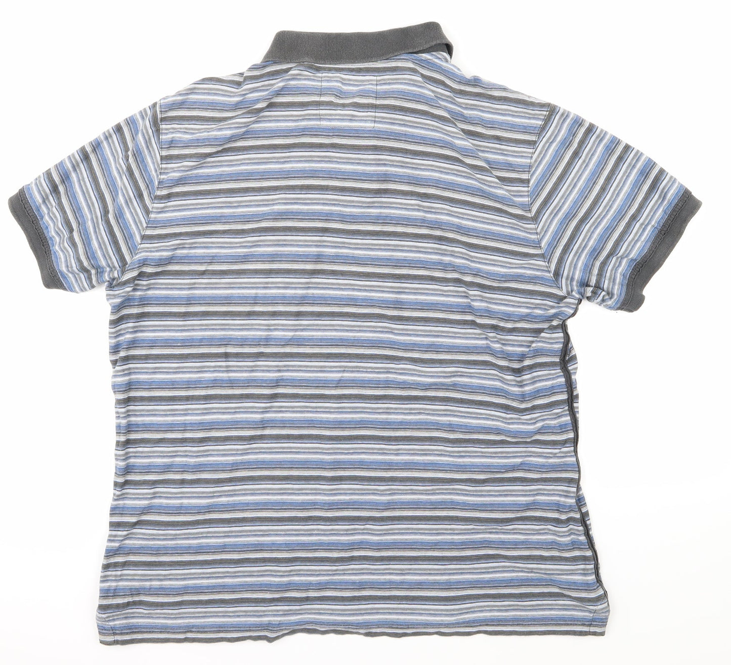 Mantaray Mens Blue Striped   Polo Size L