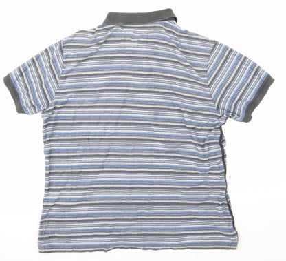Mantaray Mens Blue Striped   Polo Size L