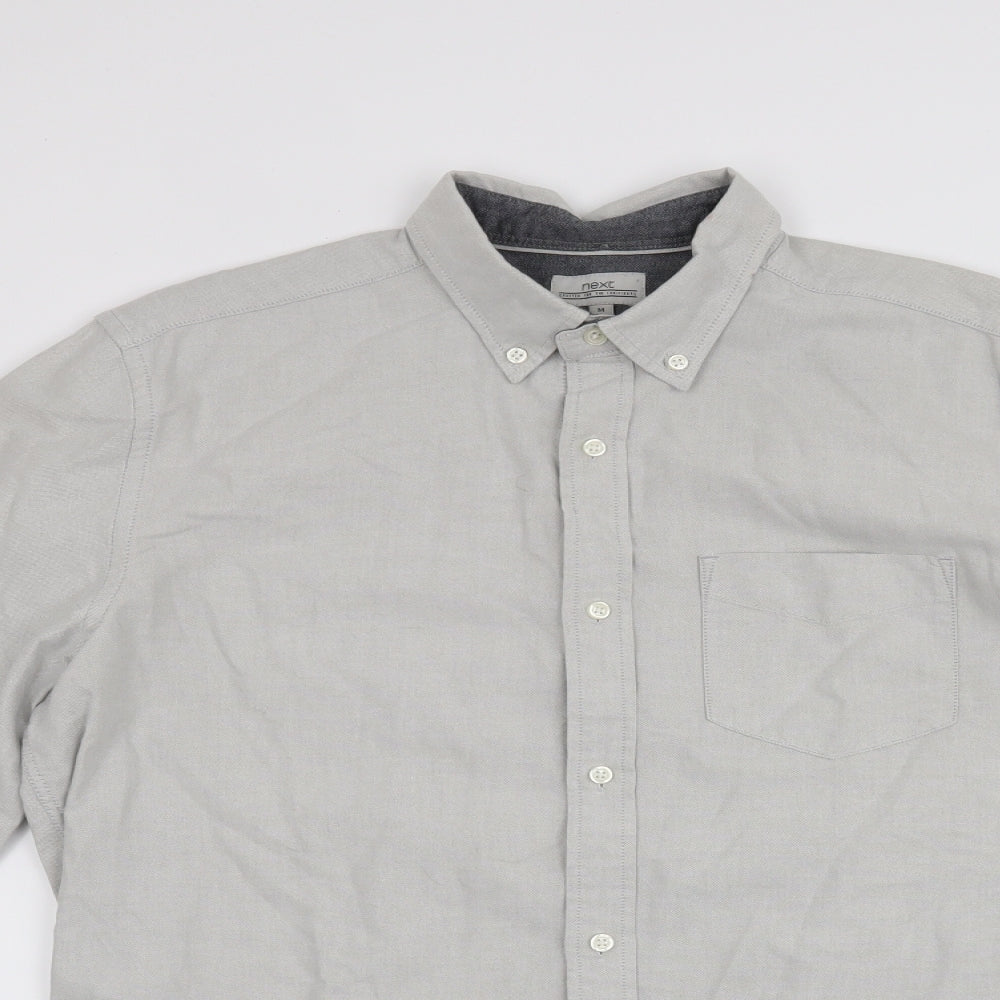 Mens UK Size M NEXT Grey  Button-Up Long Sleeve Casual Shirt