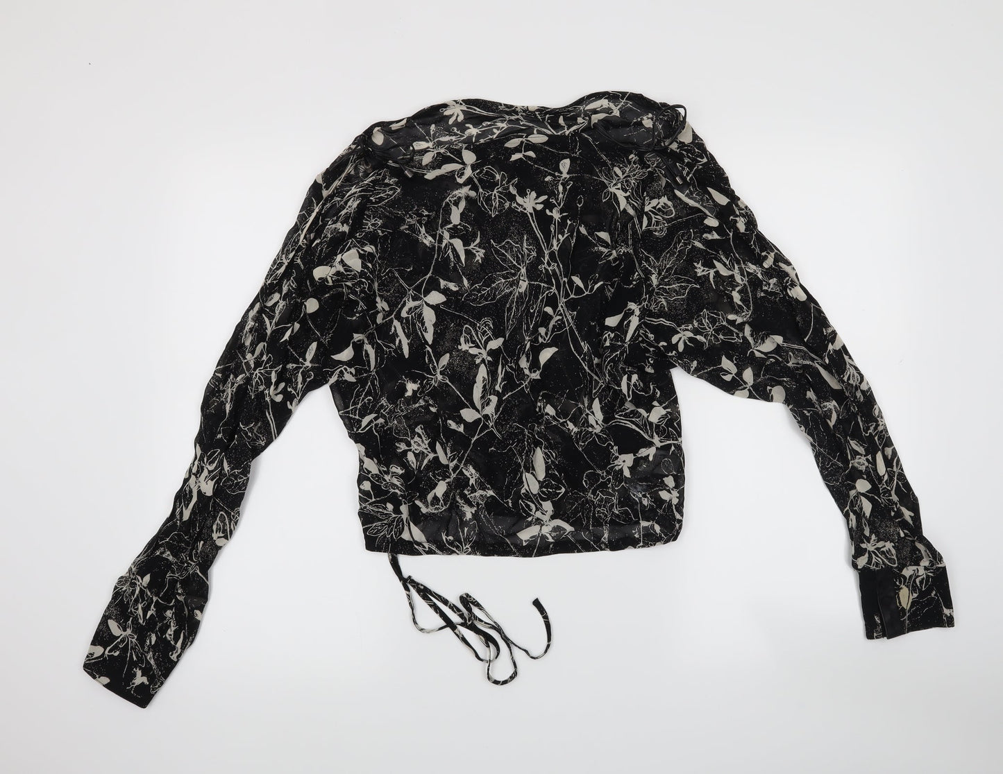 MNG Womens Black Floral  Basic Blouse Size M