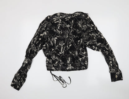 MNG Womens Black Floral  Basic Blouse Size M