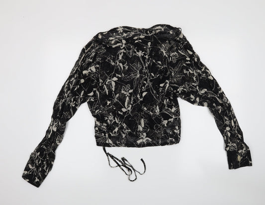 MNG Womens Black Floral  Basic Blouse Size M