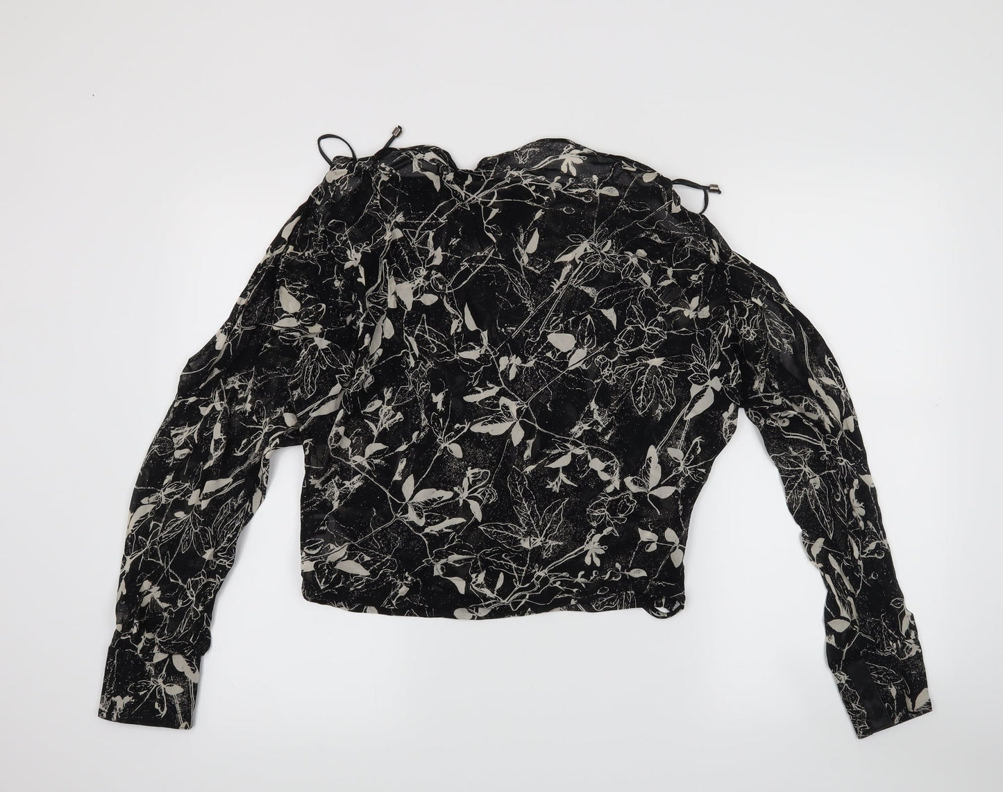 MNG Womens Black Floral  Basic Blouse Size M