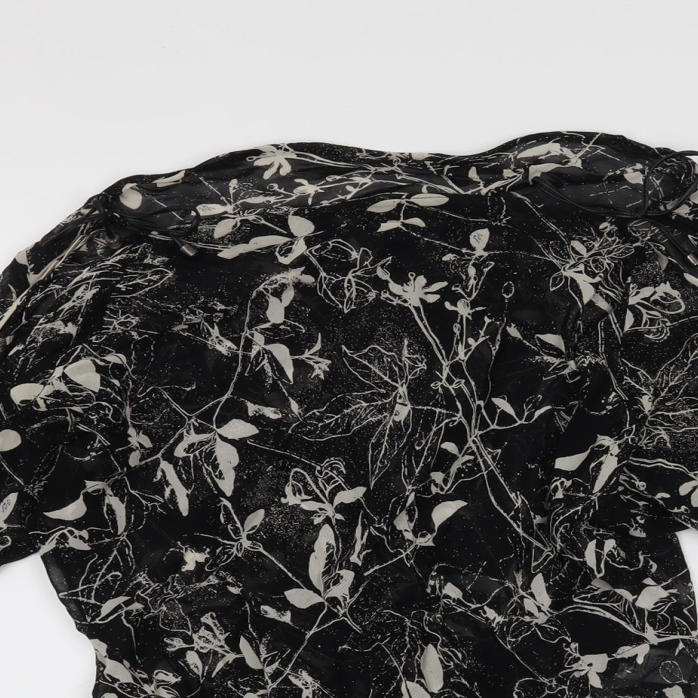 MNG Womens Black Floral  Basic Blouse Size M