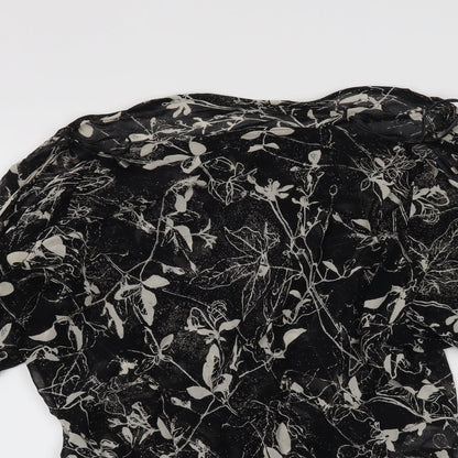 MNG Womens Black Floral  Basic Blouse Size M