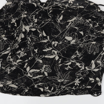 MNG Womens Black Floral  Basic Blouse Size M