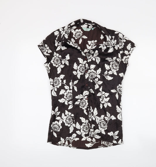 Womens UK Size 10 New Look Black Basic Button-Up
