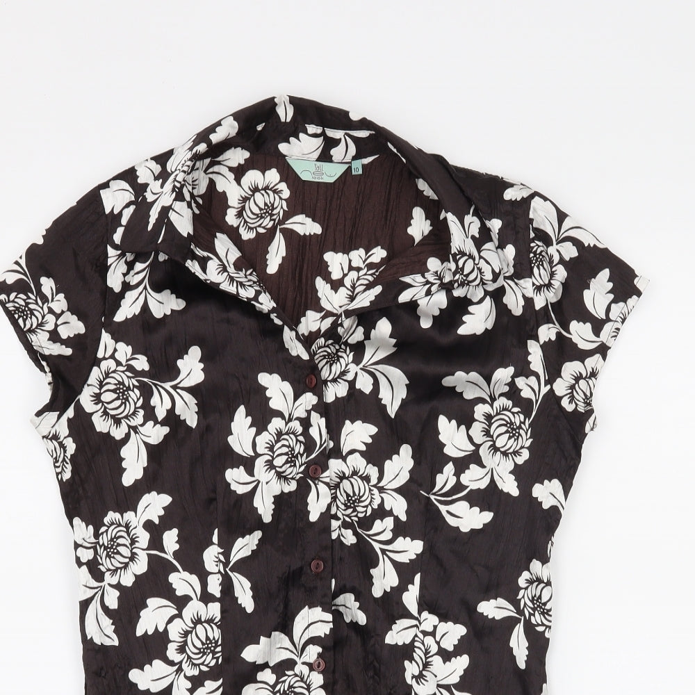 Womens UK Size 10 New Look Black Basic Button-Up