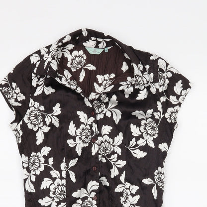 Womens UK Size 10 New Look Black Basic Button-Up