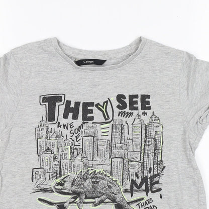 George Boys Grey   Basic T-Shirt Size 8-9 Years  - graphic